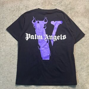 Vlone x Palm Angels Mens XL A$AP ROCKY T-Shirt Black Cotton Graphic RARE